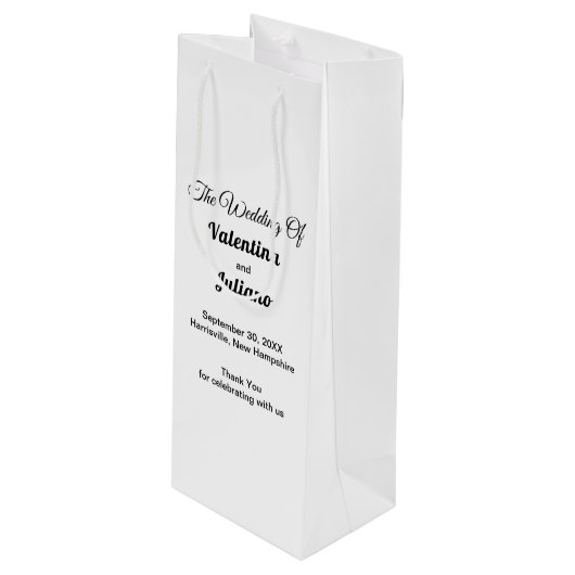 Black and White Wedding Wine Gift Bag ワインギフトバッグ (正面アングル)