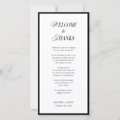 Black and White Welcome and Thanks Classic Wedding サンキューカード (正面)
