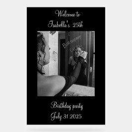 Black and white Welcome to the birthday party  アクリルサイン