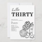 Black and White Western Rodeo 30th Birthday Party 招待状 (正面)