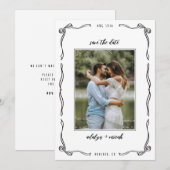 Black and white whimsical little bows セーブザデート (正面/裏面)