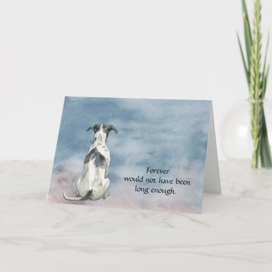 Black and White Whippet Dog Sympathy Card シーズンカード (正面)