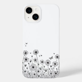 Black and White Wildflower iPhone 14 Cases Case-Mate iPhone 14ケース