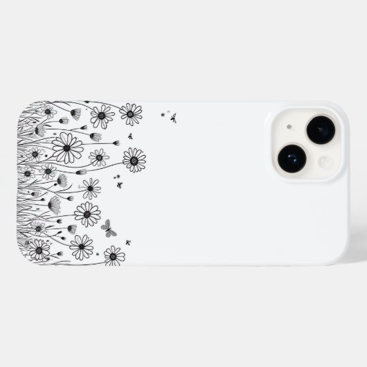 Black and White Wildflower iPhone 14 Cases Case-Mate iPhoneケース (裏面 (横))