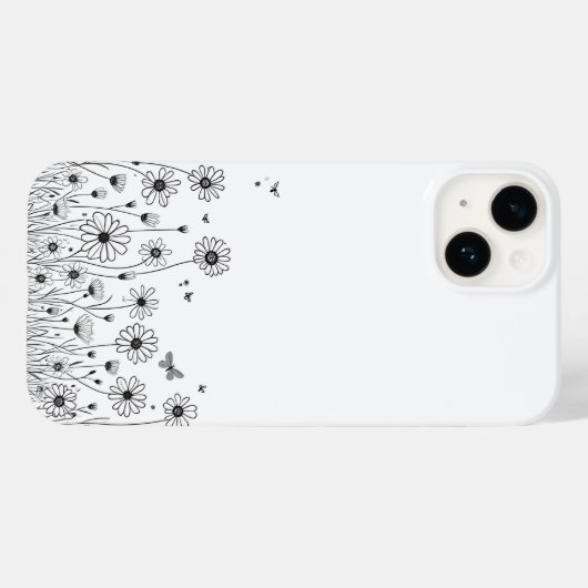 Black and White Wildflower iPhone 14 Cases Case-Mate iPhoneケース (裏面 (横))