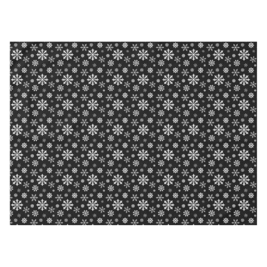 Black And White Winter Snowflake Pattern Modern テーブルクロス (正面(横))
