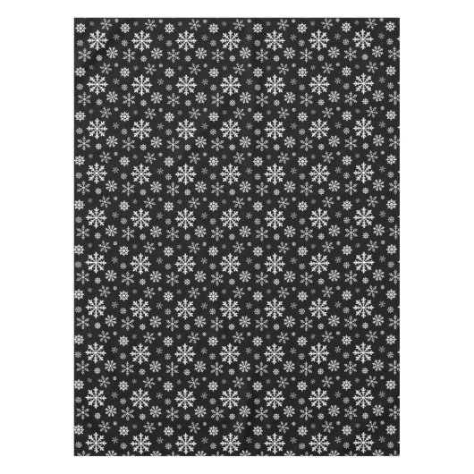 Black And White Winter Snowflake Pattern Modern テーブルクロス (正面)
