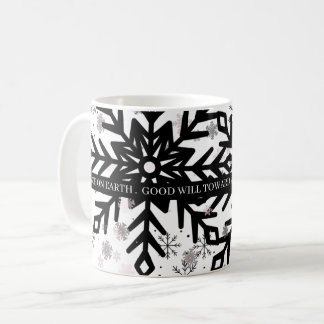 black and white with saying christmas mug コーヒーマグカップ