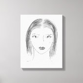 Black and White Woman Face Sketch for Gallery Wall キャンバスプリント (正面)