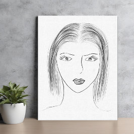 Black and White Woman Face Sketch for Gallery Wall キャンバスプリント