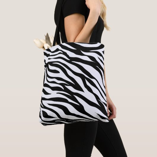 Black and White Zebra Animal Print  トートバッグ (クローズアップ)