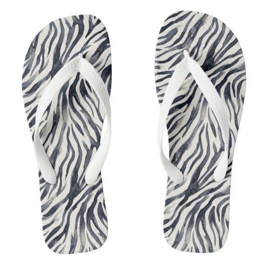 Black and White Zebra Print Pattern ビーチサンダル (フットベッド)