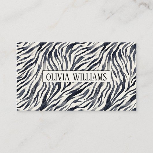 Black and White Zebra Print Pattern 名刺 (正面)