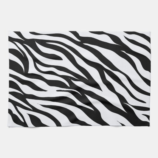 Black and White Zebra Stripe Pattern Animal Print キッチンタオル (横)