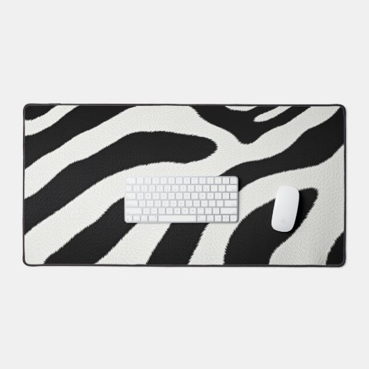 Black And White Zebra Stripes Animal Fur Pattern デスクマット (キーボード&マウス)