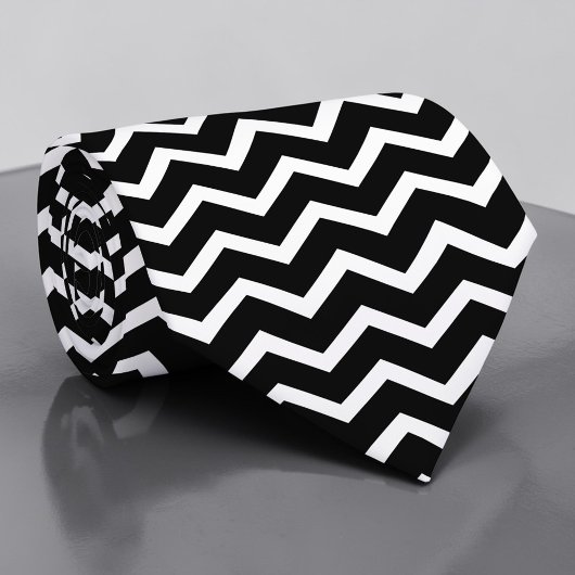 Black and White Zig Zag Custom Necktie ネクタイ