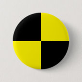 Black and yellow crash test dummy car sign 缶バッジ (正面)