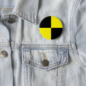 Black and yellow crash test dummy car sign 缶バッジ (インサイチュ)