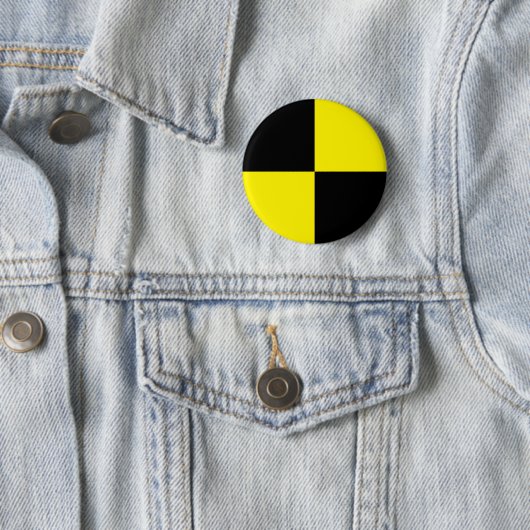 Black and yellow crash test dummy car sign 缶バッジ (インサイチュ)