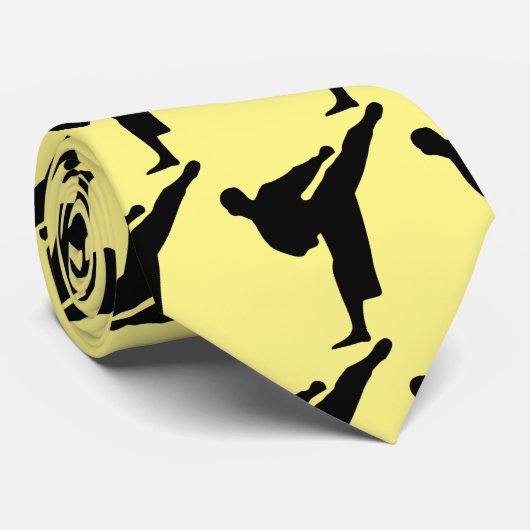 Black and yellow martial art kickbox pattern ネクタイ (ロール)