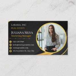 black and yellow modern manager business card 名刺