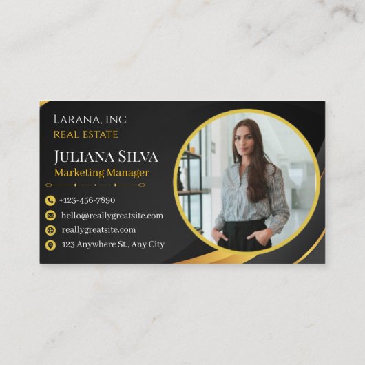 black and yellow modern manager business card 名刺 (裏面)