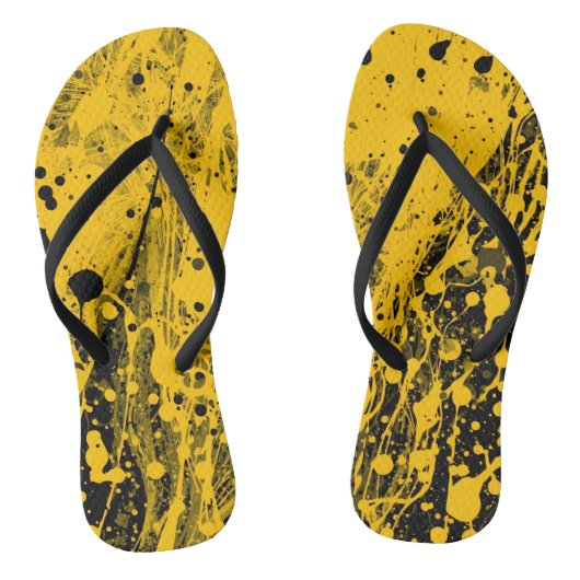 Black and Yellow Paint Splash Flip Flops ビーチサンダル (ソール)