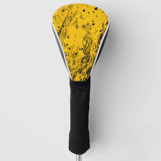 Black and Yellow Paint Splashes ゴルフヘッドカバー (正面)