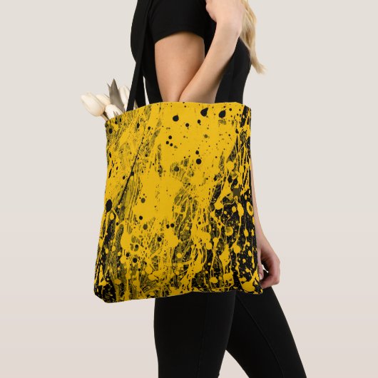 Black and Yellow Paint Splashes トートバッグ (クローズアップ)