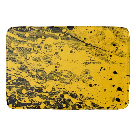 Black and Yellow Paint Splashes バスマット (正面)