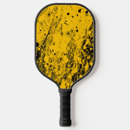 Black and Yellow Paint Splashes ピックルボールラケット