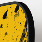 Black and Yellow Paint Splashes ピックルボールラケット (左詳細)