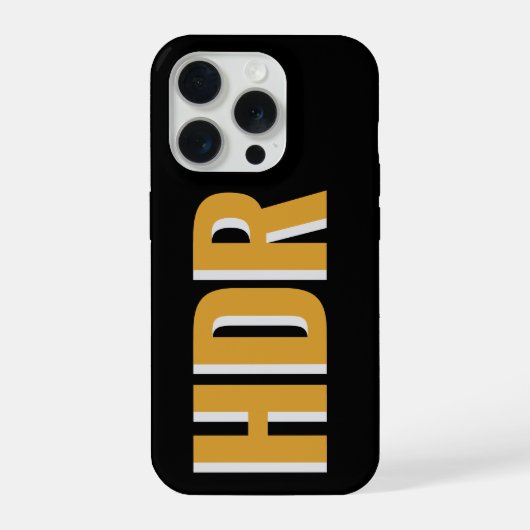 Black and yellow Shadow Monogram with Name Initial iPhoneケース (裏面)