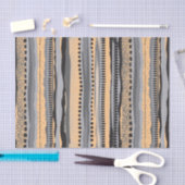 Black and yellow tribal geometric shapes pattern 薄葉紙 (クラフト)