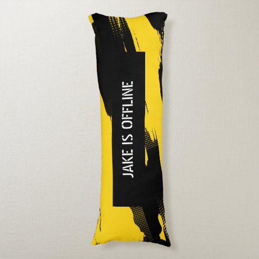 Black and Yellow, White Text, Offline  ボディピロー (正面縦)