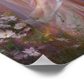 Black Angel Goddess Art Print: Pink Gold Floral ポスター (角)