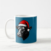 Black Angus Rancher Christmas Cow Santa Hat Farmer コーヒーマグカップ (左)