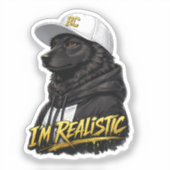 Black Anime Dog Streetwear Art | I'm Realistic シール (正面)