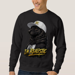 Black Anime Dog Streetwear Art | I'm Realistic スウェットシャツ