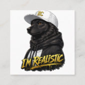 Black Anime Dog Streetwear Art | I'm Realistic スクエア名刺 (裏面)