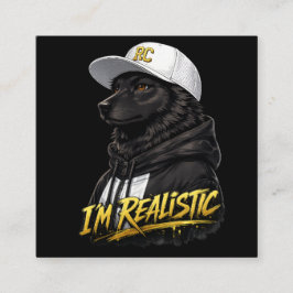 Black Anime Dog Streetwear Art | I'm Realistic スクエア名刺