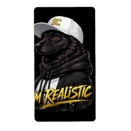 Black Anime Dog Streetwear Art | I'm Realistic ラベル