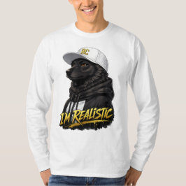Black Anime Dog Streetwear Art | I'm Realistic Tシャツ