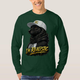 Black Anime Dog Streetwear Art | I'm Realistic Tシャツ
