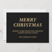 Black & Antique-Gold Family Christmas Photo シーズンカード (裏面)
