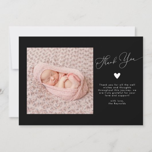 Black Arch Frame Thank Yoy Birth Announcement 案内状 (裏面)