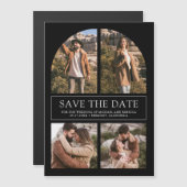 Black Arch Photo Collage Wedding Save the Date マグネット招待状 (正面/裏面)