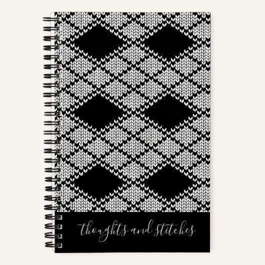 BLACK ARGYLE KNIT 5.5x8.5 ノート+テキスト ノートブック (正面)
