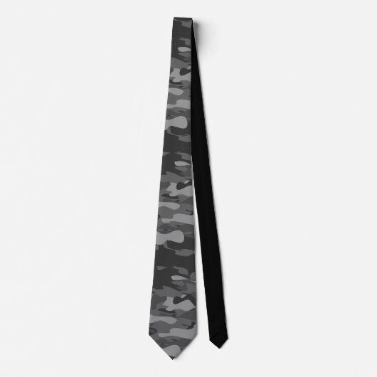 Black army camo military camouflage pattern print ネクタイ (正面)