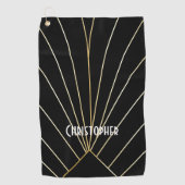 Black Art Deco Design Personalised ゴルフタオル (正面)